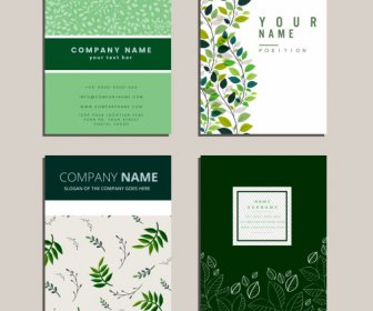 Business Card Templates Green Natural Leaves Sketch