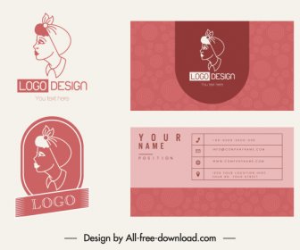 Business Card Templates Lady Logotype Classic Handdrawn Flat