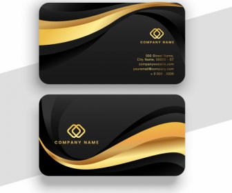 Business Card Templates Luxury Dark Black Golden Curves