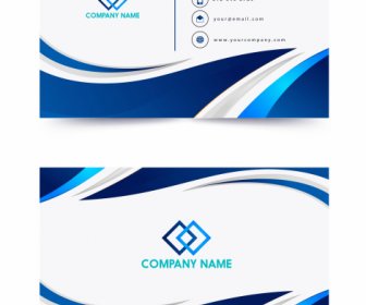Business Card Templates Modern Blue White Swirled Decor