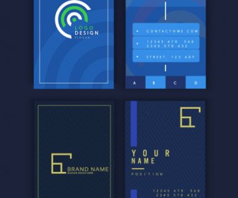 Business Card Templates Modern Elegant Dark Blue Design
