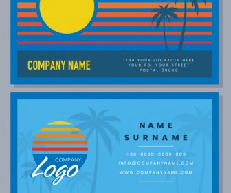 Business Card Templates Sunset Scene Theme Coconut Decor