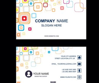 Business Card With Abstract Squares White Background Illustration