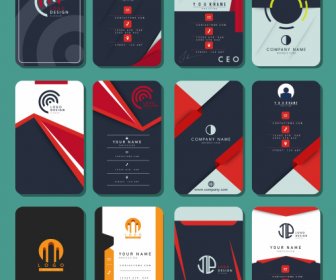 Business Cards Templates Collection Colorful Vertical Design