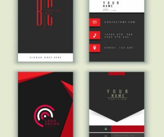 Business Cards Templates Elegant Dark Black Red Decor