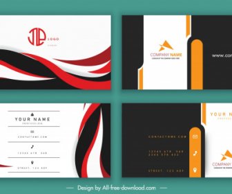 Business Cards Templates Swirled Plain Contrast Colored Design