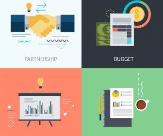 Business Development Elements Isolation With Flat Color Design