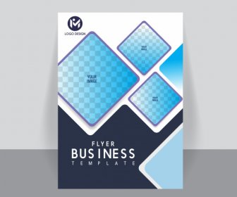 business flyer cover template flat geometric checkered decor
