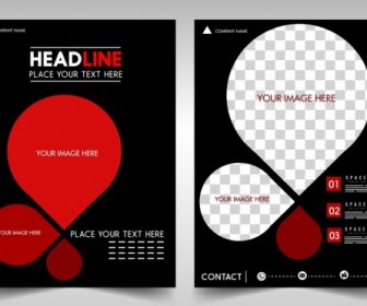 Business Flyer Rounded Shapes Red Checkered Decor