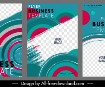 Business Flyer Templates Colorful Circles Checkered Decor
