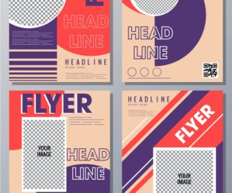 Business Flyer Templates Colorful Geometric Shapes Checkered Decor