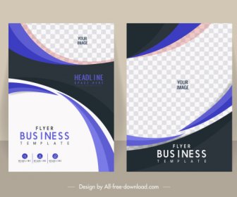 Business Flyer Templates Contrast Design Checkered Curves Decor