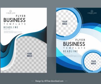 Business Flyer Templates Modern Elegant Checkered Curves Decor