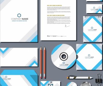Business Identity Sets Abstract Blue White Decoration