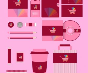 ビジネス アイデンティティ セット赤ちゃんトロリー髪飾りピンク デザイン