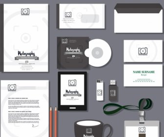 бизнес идентичности устанавливает серый декор фотографии логотип