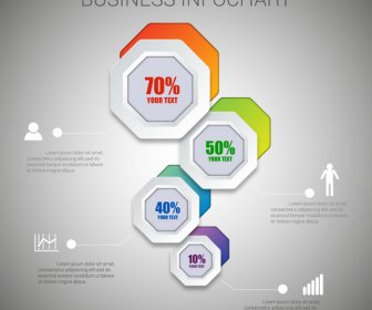Business Infochart Design With Hexagons And Percentage