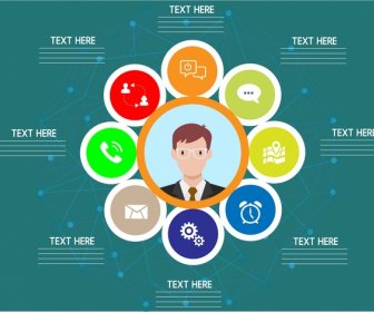 Business Infographic Design Colored Circles Elements Style