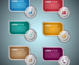 Business Infographic Design Elements Shiny Rounded Colorful Style