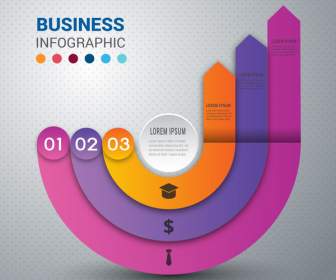 曲線の矢印の付いたビジネス インフォ グラフィック デザイン