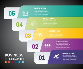 Business Infographic Design With Oblique Horizontal Tabs