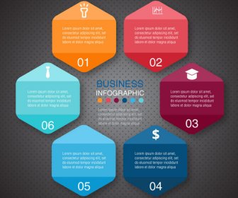 Ilustrasi Infographic Bisnis Dengan Warna-warni Segi Enam Abstrak