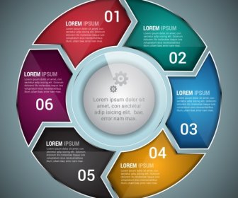 Bisnis Infographic Template Lingkaran Mengkilap Yang Berwarna-warni Dekorasi