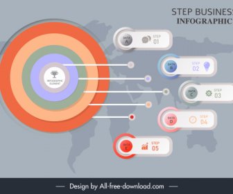Template Infografis Bisnis Tag Horisontal Lingkaran Target Modern