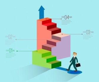 Business Infografik-Vorlage Treppen Symbole 3d Design