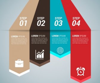 Infografis Bisnis Desain Berwarna-warni Panah Baris 3d Gaya