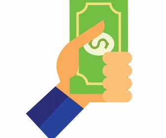 Business Investment Icon Hand Holding Money Sketch