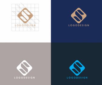 Logotipos De Negocios Palabras Planas Diseño Geométrico