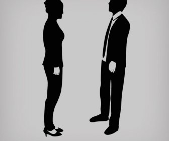 Business-Mann Und Frau-Silhouetten