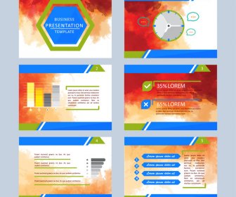 Business Presentation Template Illustrations With Colorful Abstract Background