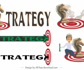 Strategi Bisnis Template Teks Bentuk Potongan Catur Sketsa