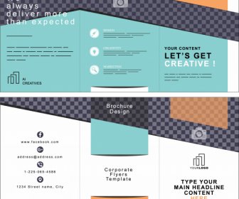 Business Trifold Brochure Template Modern Colored Checkered Decor