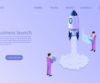 Businessman Start To Launch A Space Rocket Business Start Up Concept Flat 3d Isometric