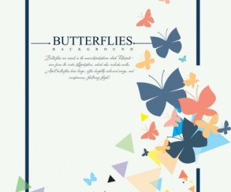 Butterflies Background Colorful Flat Icons