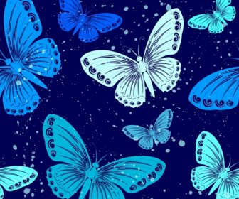 蝴蝶背景深藍色的裝潢
