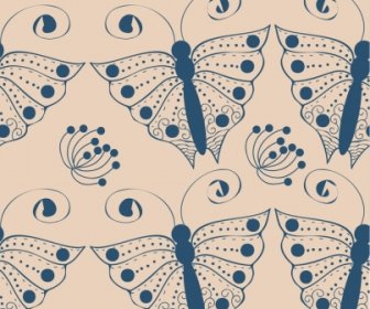 Butterflies Pattern Background Azul Repitiendo Diseño