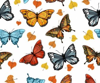 나비 패턴 다채로운 디자인 잎 장식