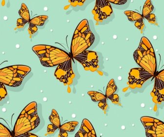 Butterflies Pattern Dark Colorful Repeating Icons Sketch