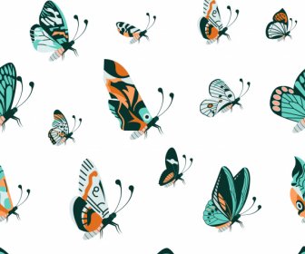 Butterflies Pattern Template Colorful Classic Decor
