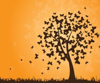 Schmetterlinge-Baum-Vektorgrafik