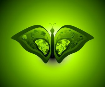 Butterfly Artistic Styles Green Colorful Vector Background