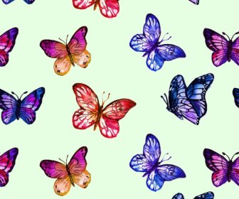 Latar Belakang Warna-warni Datar Ikon Hiasan Kupu-kupu