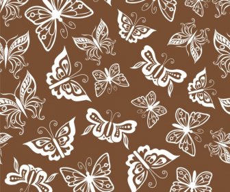 Butterfly Background Repeating Flat White Icons