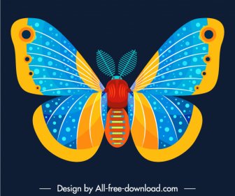 Icono De Insecto Mariposa Decoración Colorida Diseño Plano Simétrico