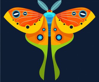 Schmetterling Insekt Ikone Bunte Flache Symmetrische Dekor