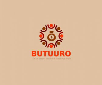 butuuro logo template flat symmetric circle combination sketch money icon